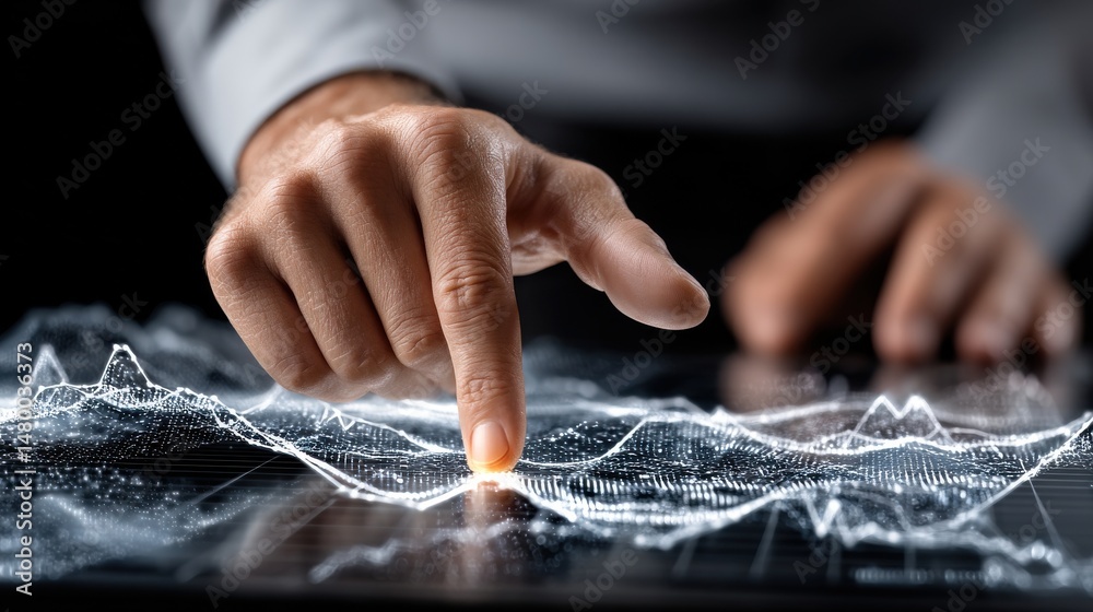 Aufkleber A man is pointing at a graph on a computer screen