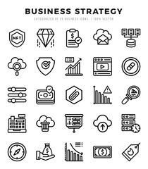 Collection of Business Strategy 25 Lineal Icons Pack.
