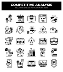 Competitive Analysis: 25 Essential Business Icons for Strategy and Growth