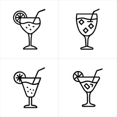 Cocktail Glass Bar & Drinks icon set