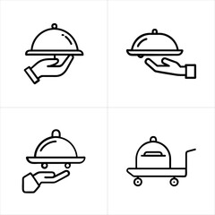 Room Service Food Tray Delivery icon set