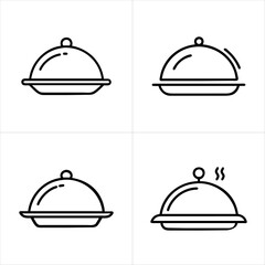 Buffet Plate with Lid Fine Dining icon set