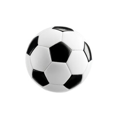 Fototapeta premium Classic black and white soccer ball with hexagonal and pentagonal patterns, isolated on transparency background. ball is textured, showing details of stitching and surface