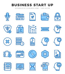Simple Set of Business Start Up Related Vector Two Color Icons.
