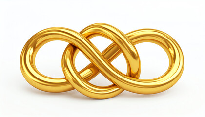 Fototapeta premium A shiny golden infinity symbol representing eternity, continuity, and limitless possibilities on a clean white background