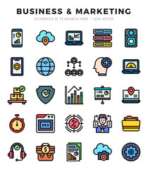 Set of Business & Marketing Icons Lineal Color icons collection.