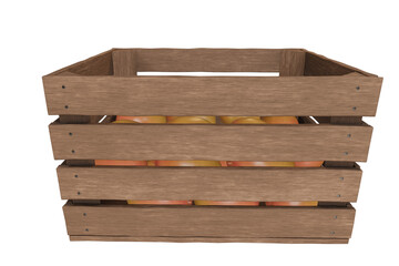 wooden box with mangos