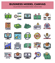 25 Business Model Canvas Icons: Marketing. Finance. and Strategy