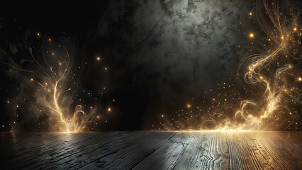 Flames on a black wall, black background.