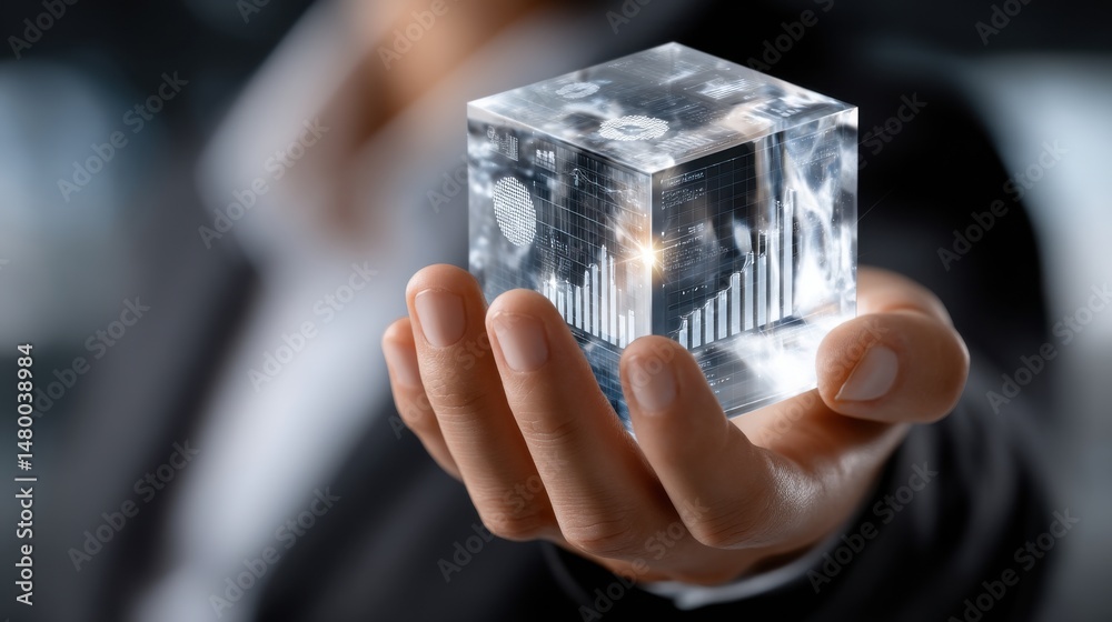 Aufkleber A person is holding a cube with a design on it