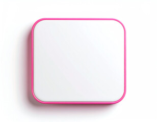 A minimalist square device with a pink outline, set against a white background, exuding a modern and sleek aesthetic