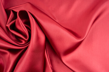Obraz premium Red fabric textile texture background.
