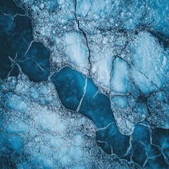 Cracked Ice Surface Aerial view of icy landscape shows cold winter's nature, travel background