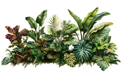 Highly detailed illustrations of various trees, leaves, grasses, and botanical elements, featuring realistic, minimalist, and abstract compositions on a white background.