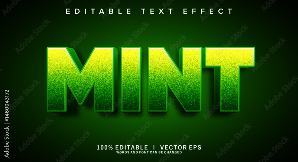 Poster mint vector text effect with modern style design