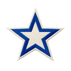 Fototapeta premium Blue and white embroidered star patch with bold outline, perfect for adding decorative touch to clothing or accessories. design is simple yet striking, ideal for customization