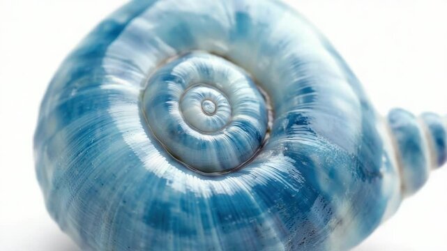 A close-up shot of a blue shell on a white surface