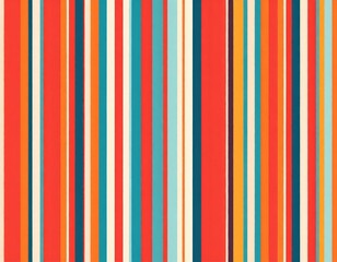 Obraz premium A vibrant striped pattern featuring bold red, warm orange, and cool blue stripes, creating a dynamic and eye-catching visual texture.