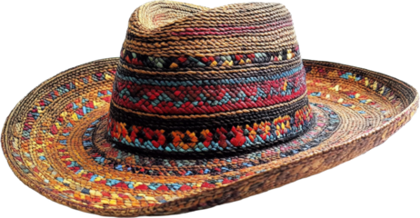 Colorful Woven Straw Cowboy Hat
