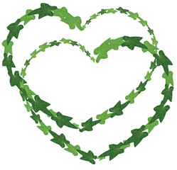 Heart Shape Ivy Vine Green Leaf Decorative Vector