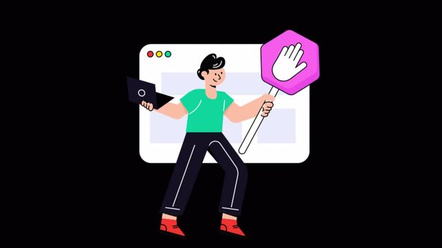 Ad Blocking Connection  Motion Graphic Rendering with Transparent Alpha Channel