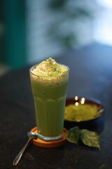 a delicious iced matcha smoothie