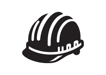 Hard hat Icon, Hard hat Silhouette Black Vector White Background