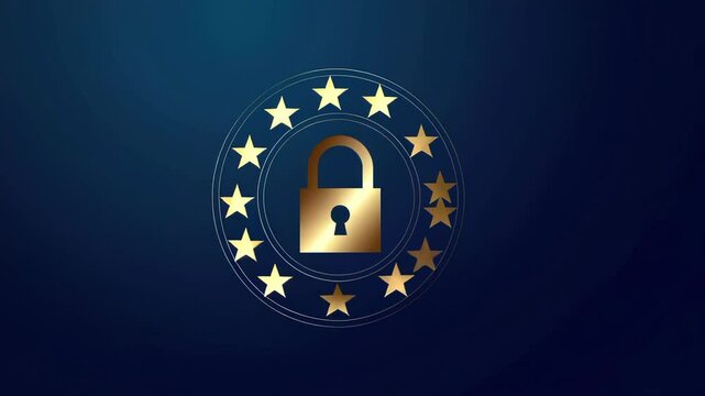 Digital Data Protection with EU Flag and Open Lock Icon