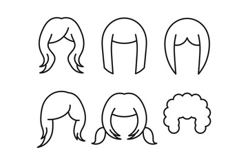 set of wigs various hairstyles outline