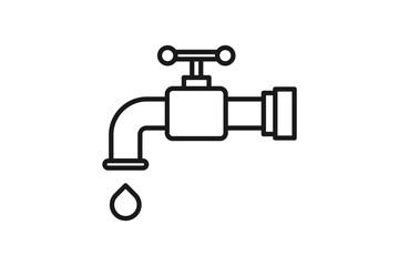 water tap with water droplets outline icon