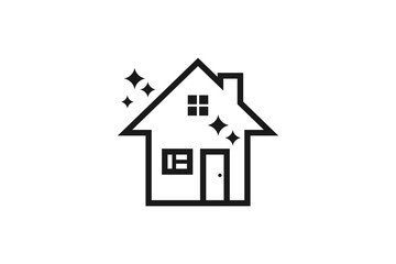house icon with star sparkle depict cleanliness service