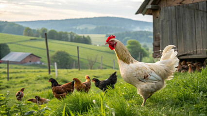 chicken farm animal barnyard bird feathers poultry