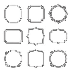 This set features a collection of ornate vector frames with vintage design elements, perfect as a decorative border or label template