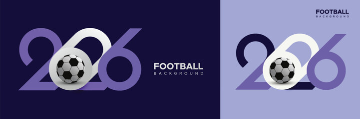 Soccer template design concept in 2026 with unique logo typography combination. Football background concept in 2026