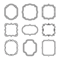 Vintage Ornate Frame Set with Decorative Elements and Retro Labels