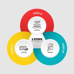 Fototapeta premium infographic business template vector design for website layout with circle diagram and process steps. infographic 3 options. vector eps 