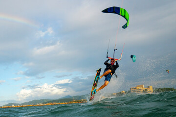 kite surfing in the sea