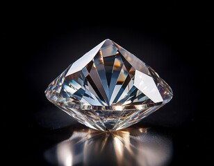 a close up shot of a diamond on a black surface ideal for use in jewelry or luxury product advertising