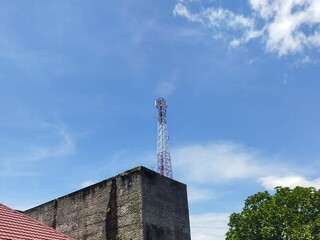 Building with telecommunications tower on top