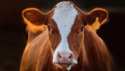 close up of a cow s face with an ear tag useful for farm or animal related photography