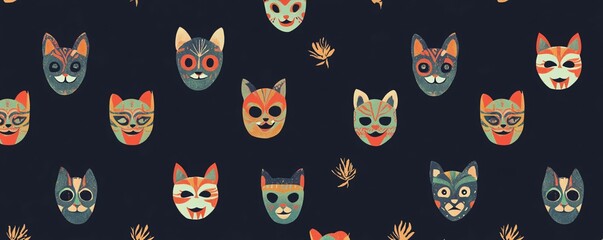 Deep Navy Background Wallpaper with Party Masks