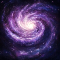 Fototapeta premium Swirling Galaxy Illustration with Nebulae and Stars in Deep Space; Cosmic Art Depicting Spiral Arms and Galactic Core; Astronomy Visual