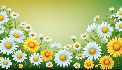 Fototapeta premium beautiful floral border with daisy flowers banner