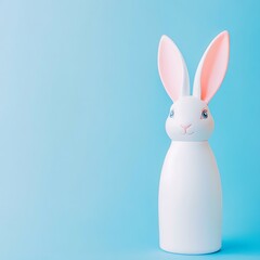 Obraz premium Adorable bunny figurine against light blue background, charming minimalist concept
