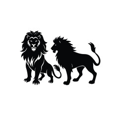 vector illustration of a lion silhouette on white background.