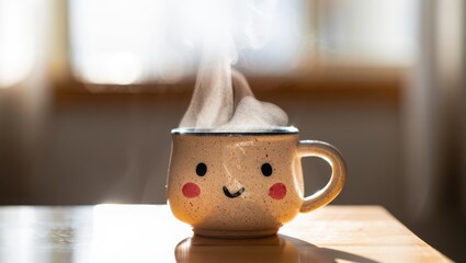 Steaming Mug with a Happy Face