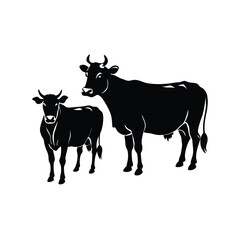 silhouette of a cow