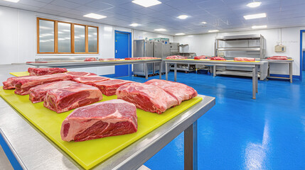 A butchery displaying fresh cuts of meat on a table highlighting the art and craft of meat processing techniques