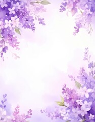 Fototapeta premium A vibrant background filled with delicate lila flowers in full bloom, showcasing their soft petals and lush green leaves, creating a serene atmosphere.