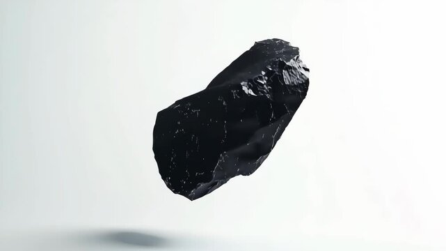 Rotating black rock isolated on white background